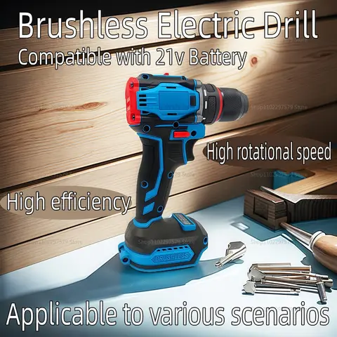 브러시리스 무선 전동 드릴 및 스크류드라이버, 2단 변속 임팩트 파워툴 (가정용 DIY 및 전문가용, 배터리 미포함, 21V)