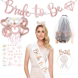 1Set Bride To Be Veil Badge Strap Pull Flag decorazioni per matrimoni addio al nubilato Tattoo Sticker regalo forniture per feste di addio al nubilato