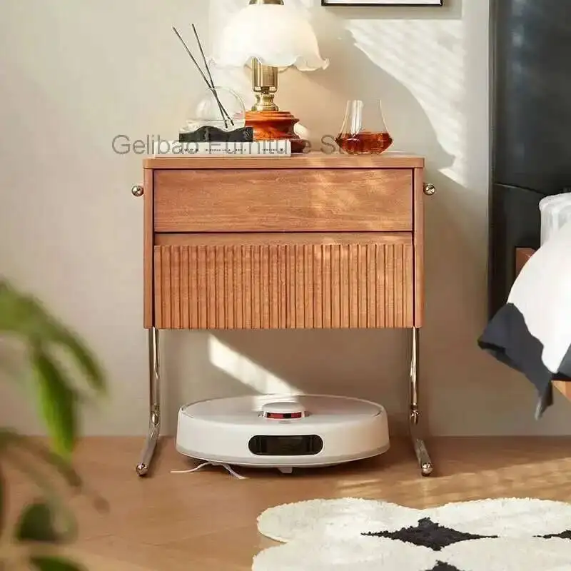 

Walnut Wood Brown European Unique Luxury Nightstands Organizer Bedsides Table Bedroom Design Teen Nordic Cabeceros Furnitures