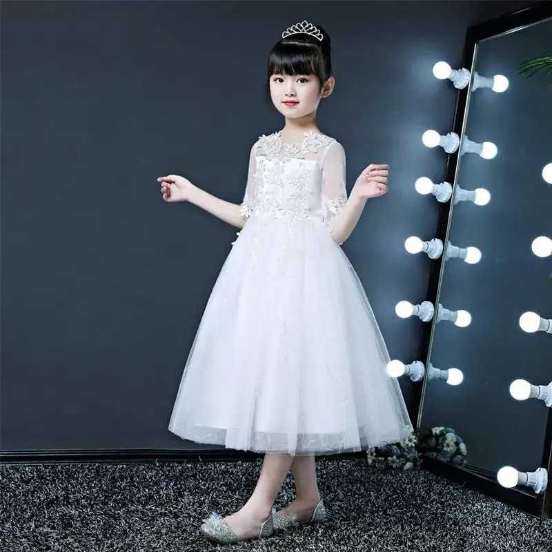 Girl Princess Dress Noble Children's Fashionable Flower Girl Piano Performance Dress Host Evening Dress Walk Show