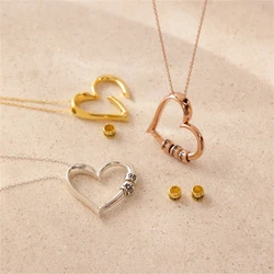 Boho Personalized Name Custom Engraved Beads Heart Pendant Necklaces For Women Gift Stainless Steel Jewelry Dropshipping