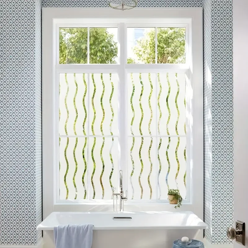 غشاء خصوصية نافذة إلكتروستاتيكي من الزجاج البلوري، ملصق نافذة بغطاء PVC مناسب لتزيين الحمام والمكتب المنزلي #3