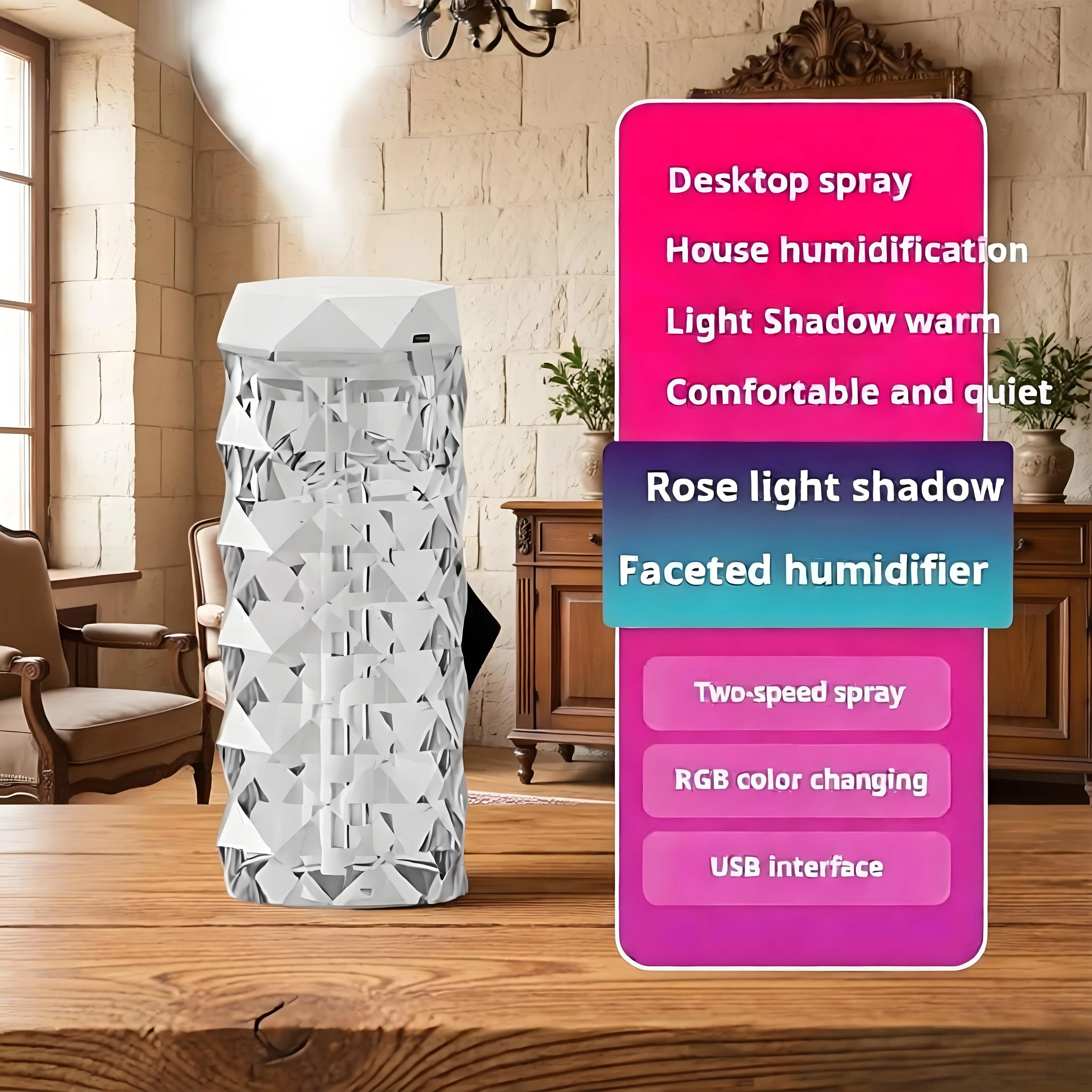 New Transparent Colorful Home Bedroom Multi Scene Humidifier