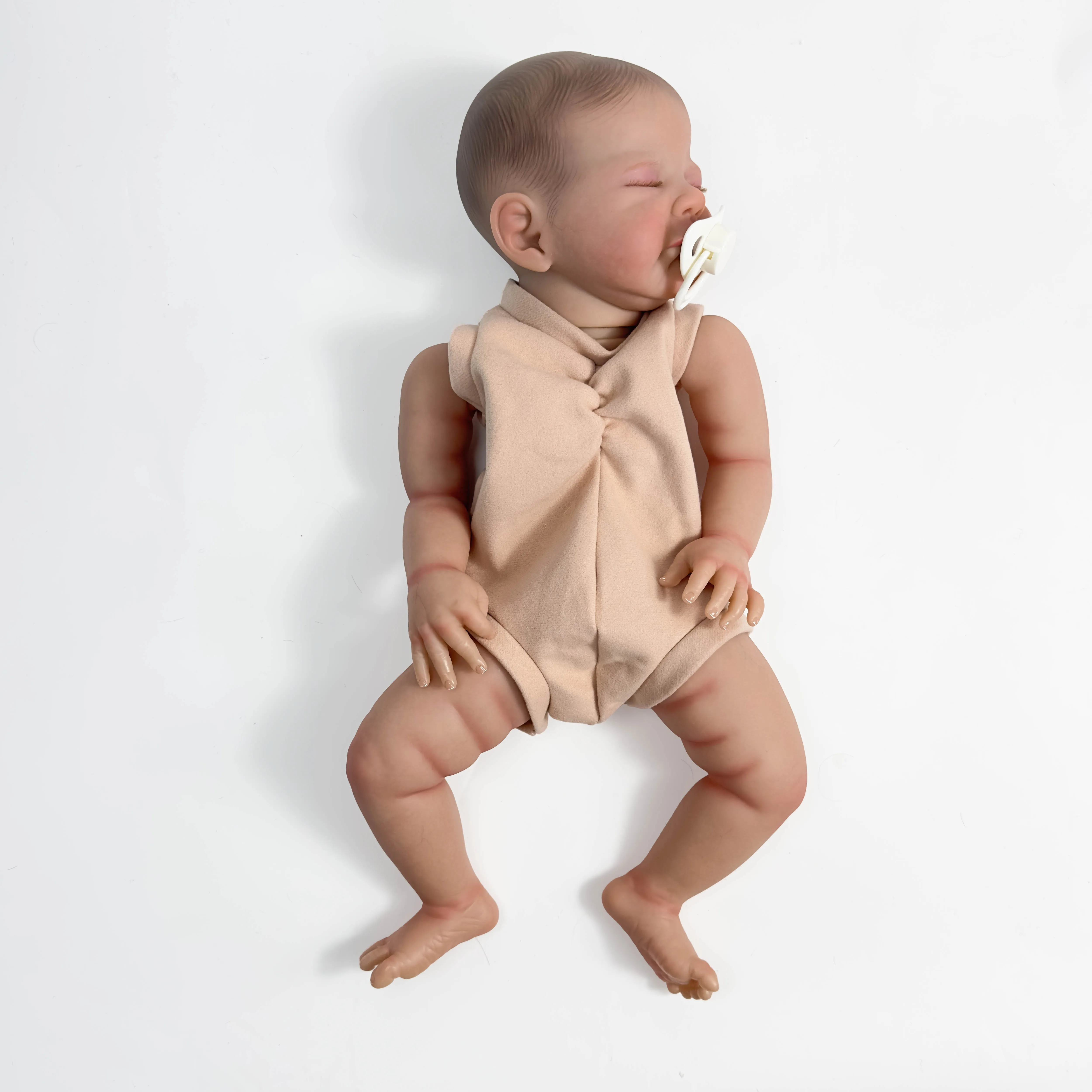 NPK 20inch Already Painted Reborn Doll Parts August Sleeping Baby 3D Painting with Visible Veins Cloth Body Included