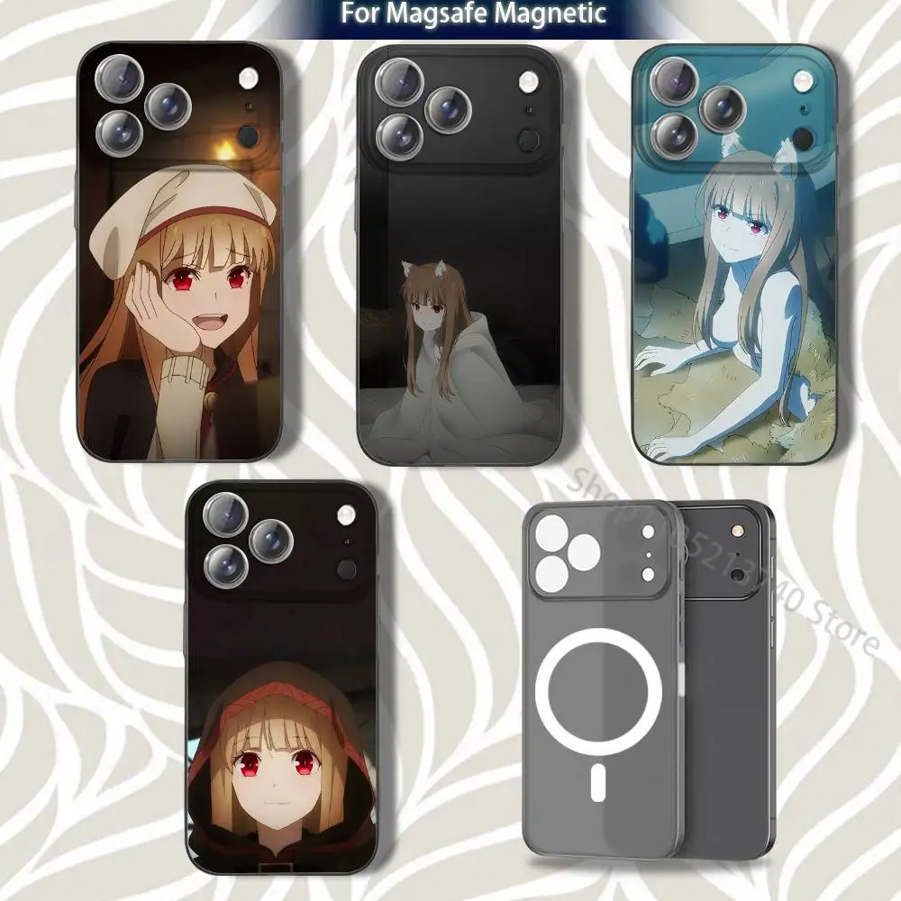 

CUTE Spice and W-WolS-ES For iPhone 17,12,11,14,13,15,16,Plus,Air,Pro,Max,E,Mini for Magsafe Magnetic Frosted Grey Phone Case