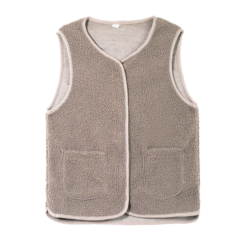 السيدات الخريف الشتاء جديد دافئ مقاومة البرد القطبية سترة صوف عادية تنوعا معطف بلا أكمام منتصف العمر الأم سترة دافئة #6