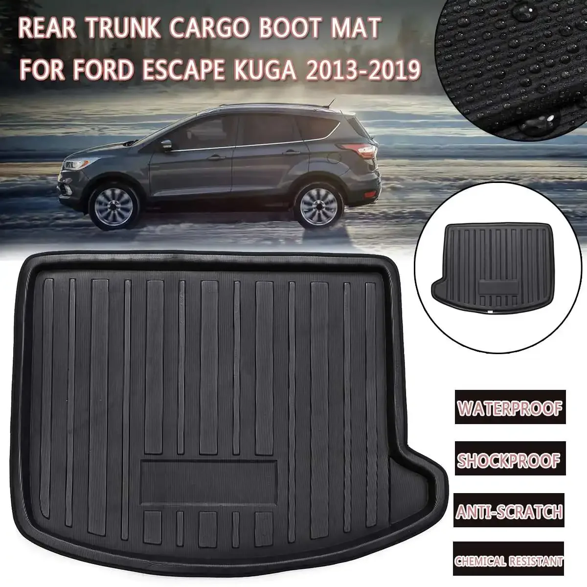 Waterproof Rear Trunk Cargo Boot Liner Mat For Ford Escape Kuga 2013 2014 2015 2016 2017 2018 Car Auto Rear Boot Cargo Liner