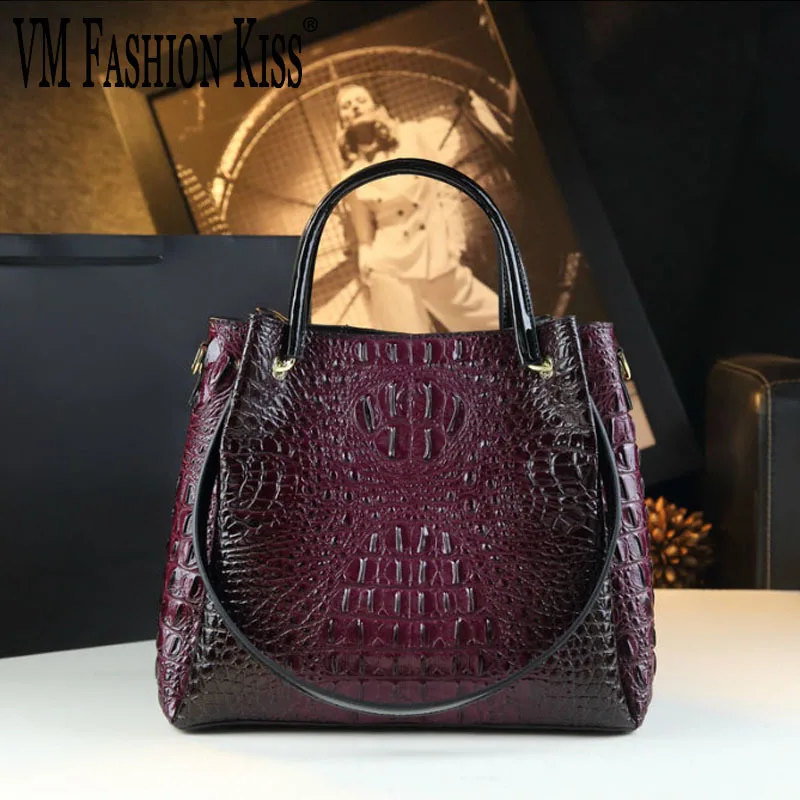 Women's Handbag Retro Crocodile Pattern Bucket Shoulder Bag High Quality Large Capacity Women's Crossbody Bags For Woman