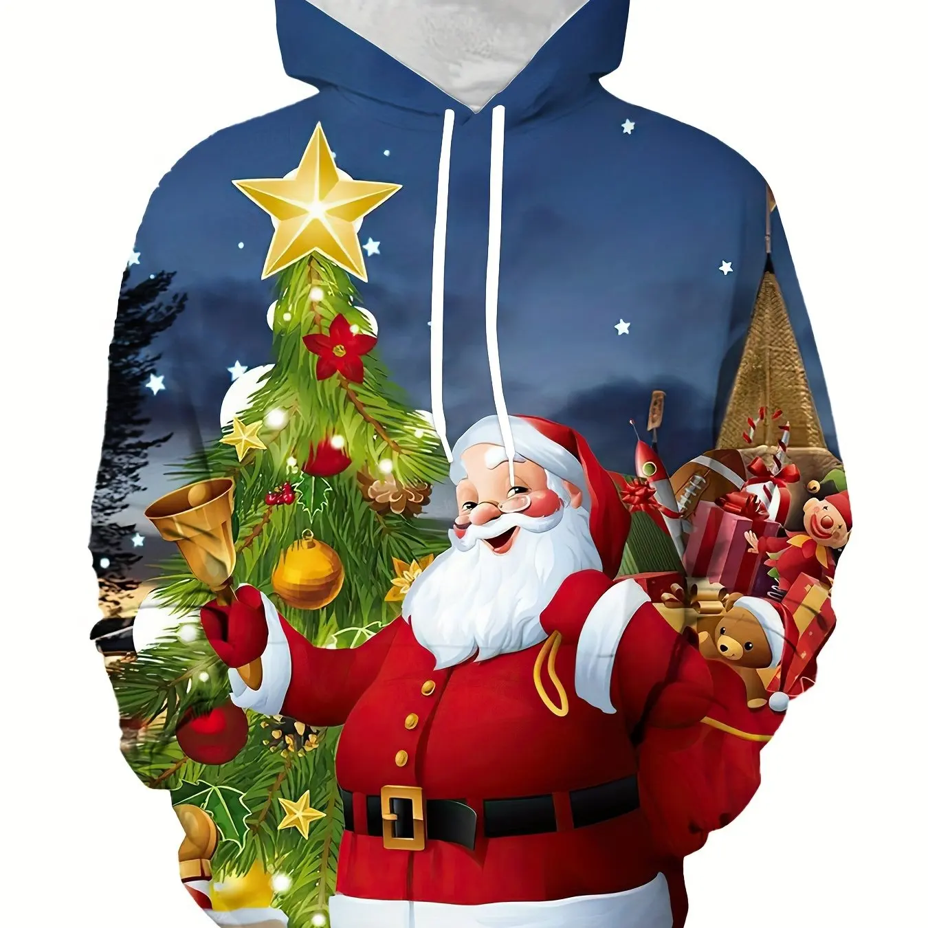 

Funny Men's Hooded Hoodies 3D Prints Christmas Theme Sweatshirt Drawstring Sportwear Long Sleeve Tops Casual Men's Clothing