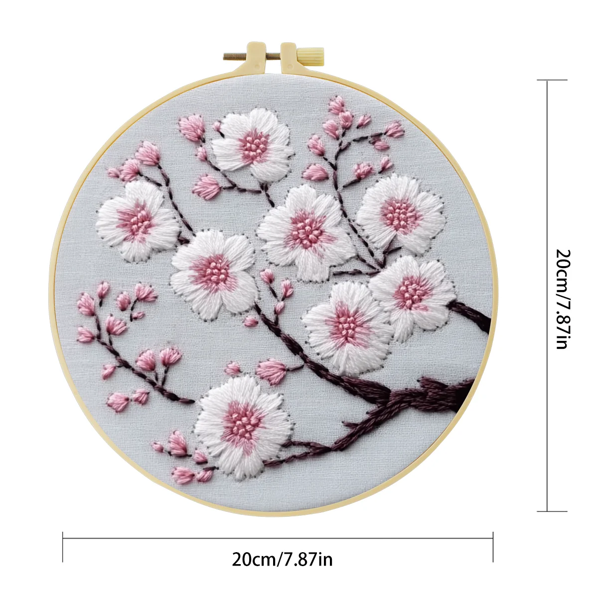 1 Stück 20X20CM/15X15CM 7,87/6,3 Zoll Blumen-Stickerei-Starter-Kit DIY-Kit DIY-Stickerei-Set Handarbeiten Malerei Nähen Kunst – Detail 2