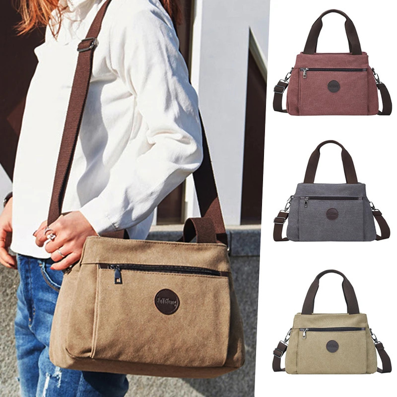 Retro Casual Women's Bag Canvas Ladies Single-shoulder Messenger Bag Women's Large-capacity Multi-compartment Canvas Bag