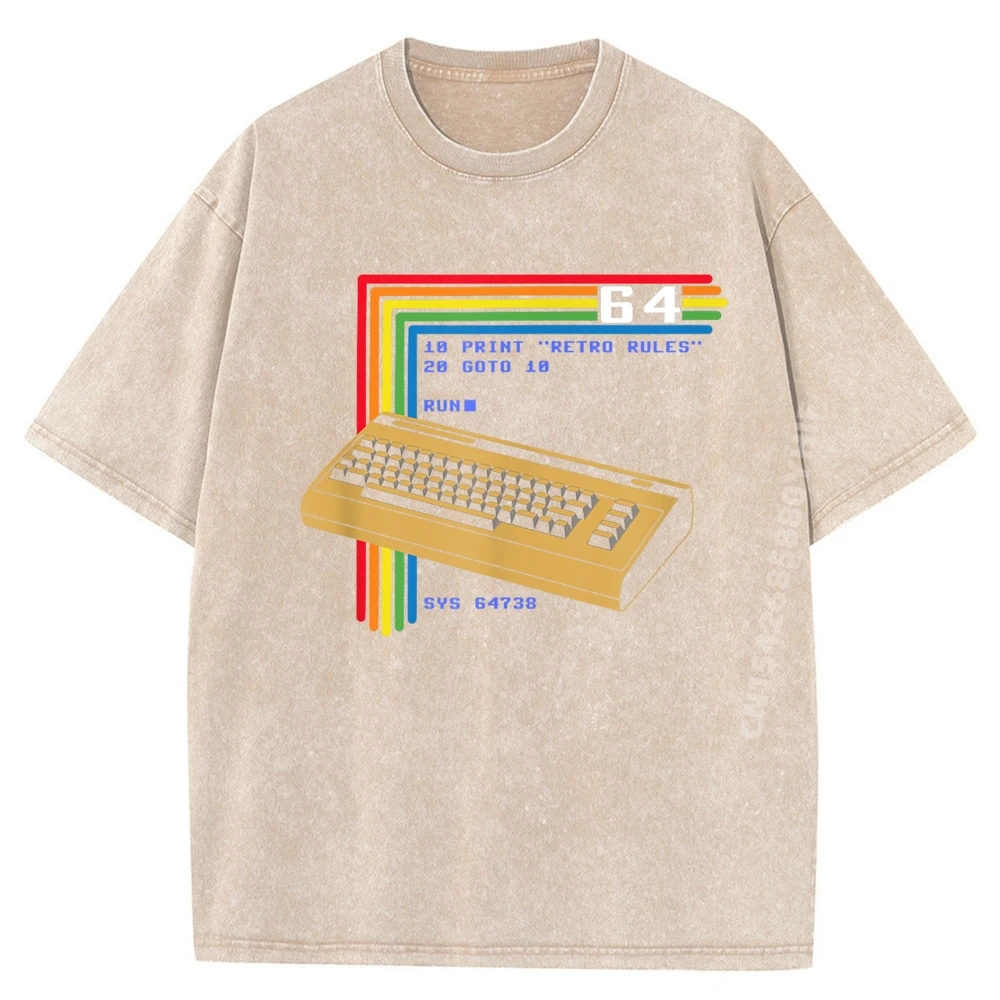

Retro Computer C64 T Shirts Funny Short Sleeve Printing Luxury Designer Oversized Men Tops Tees T Shirt Washed Christmas