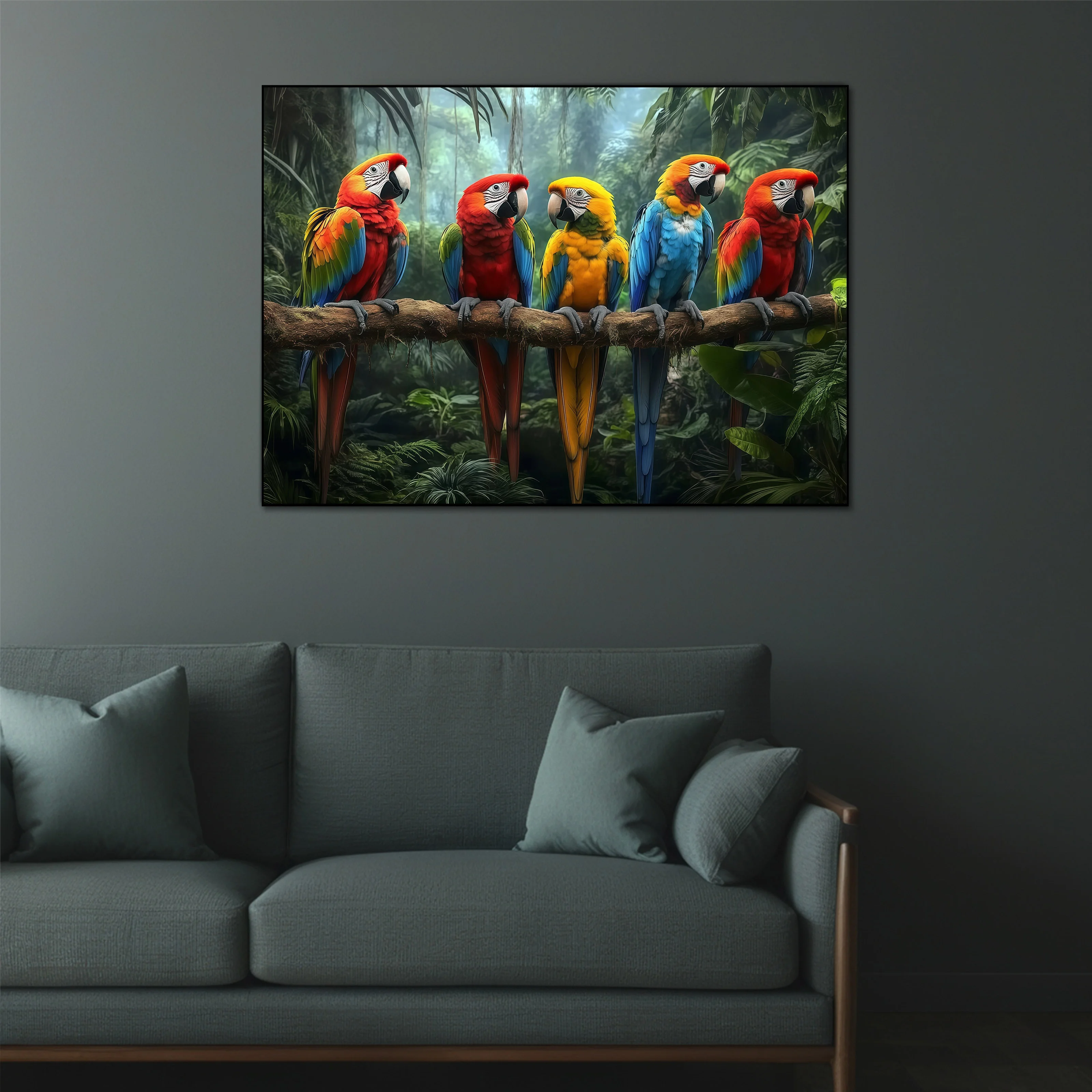 

1000pcs Jungle Parrot Family Puzzle - Macaws on Branches in Tropical Jungle, Thick & Durable Construction, Challenging Brain T