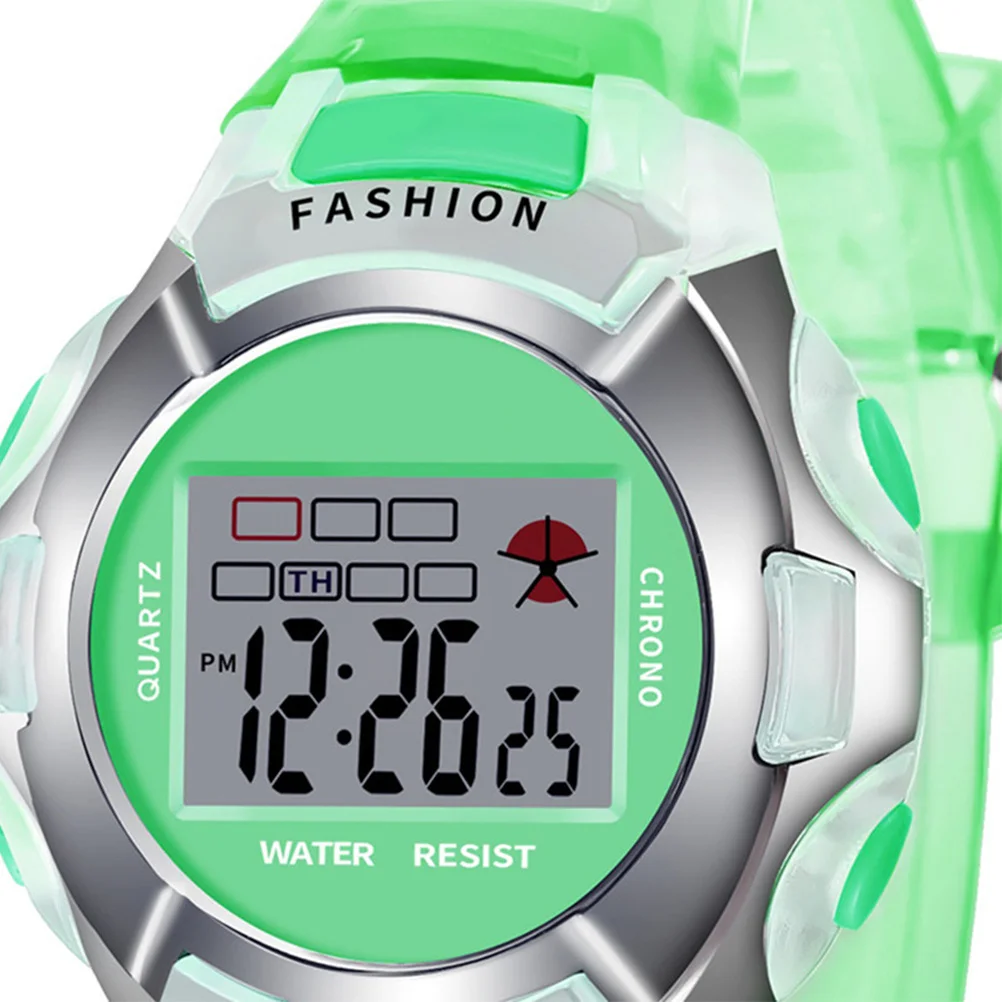 ساعة إلكترونية مضيئة مقاومة للماء لدعم أخضر 12/24 ساعة بإضاءة خلفية LED وساعة توقيت وظيفة ساعة رياضية #6