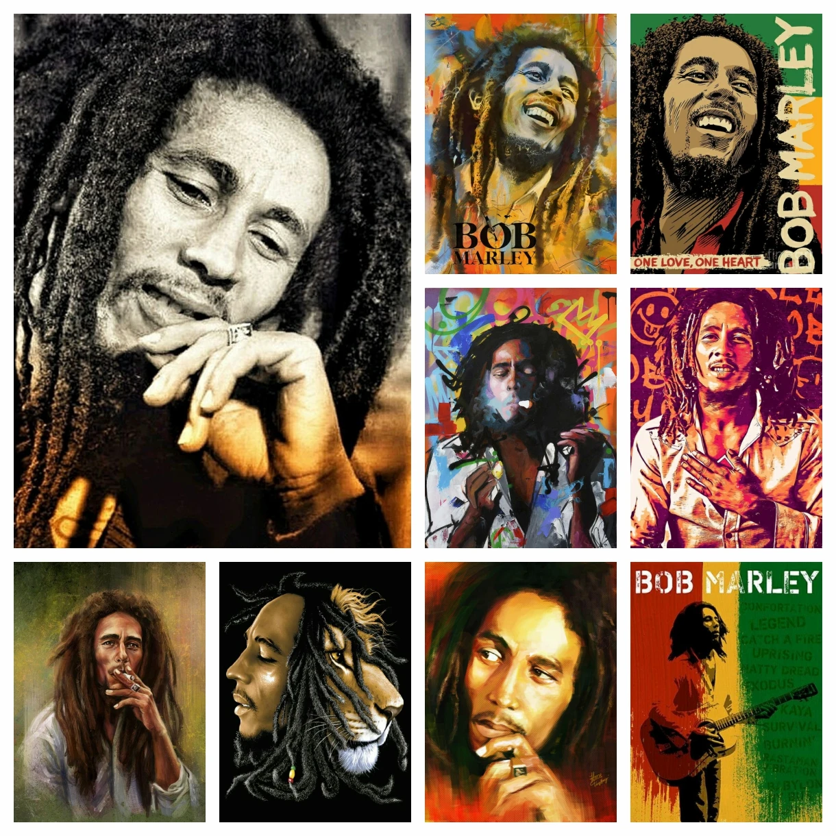 5d Graffiti Reggae Musician Bob Marley Diamond Painting One Love Peach Poster Mosaic Cross Stitch Full Drills Kits Home Decor