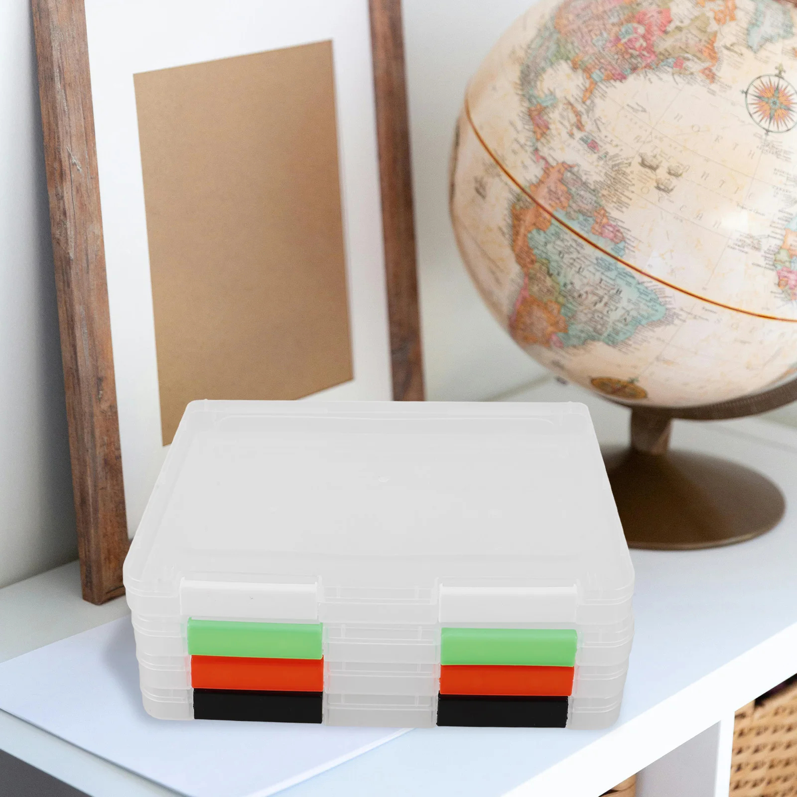 4Pcs A5 Paper Storage Box Plastic Portable Card Holder Photo Organizer Document Certificate File Organizer Case