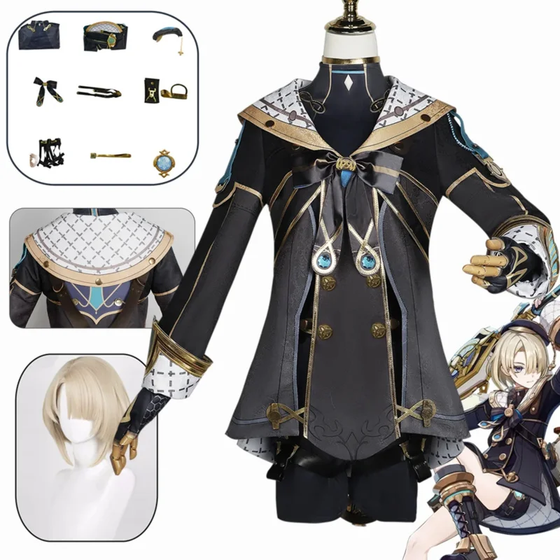 Freminet Cosplay Kostüm Anime Spiel Neue Haut Fontaine Freminet Perücke Vision Fliege Hut Uniform Outfits Halloween Kostüm