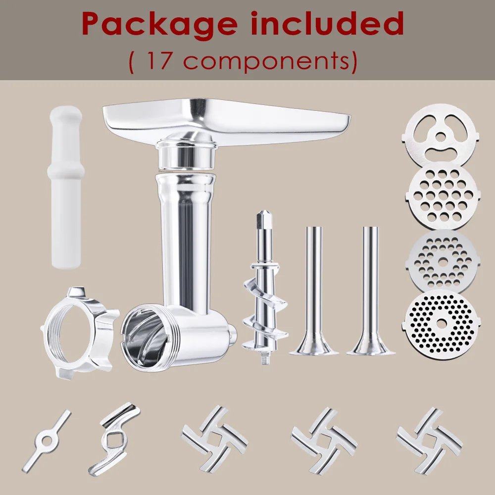 Metal Food Grinder Attachments for All KitchenAid Stand Mixers, Meat Grinder, Sausage Stuffer, (Kitchenaid Mixer Not included )