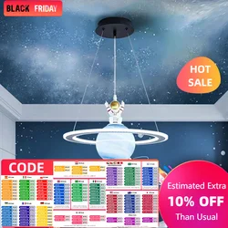 Children's Room Led Chandeliers Planet Earth Moon Pendant Lamp Space Star Astronaut Hanging Lamp Indoor Lighting Fixture