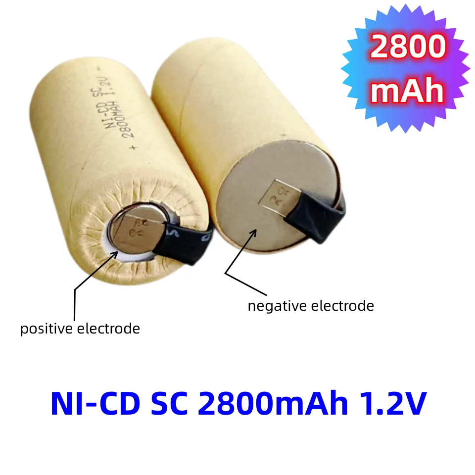 

1-20pcs Screwdriver Electric Drill SC Battery 1.2V 2800mah Nickel Cadmium Rechargeable Power Tool Battery With Solder Pads