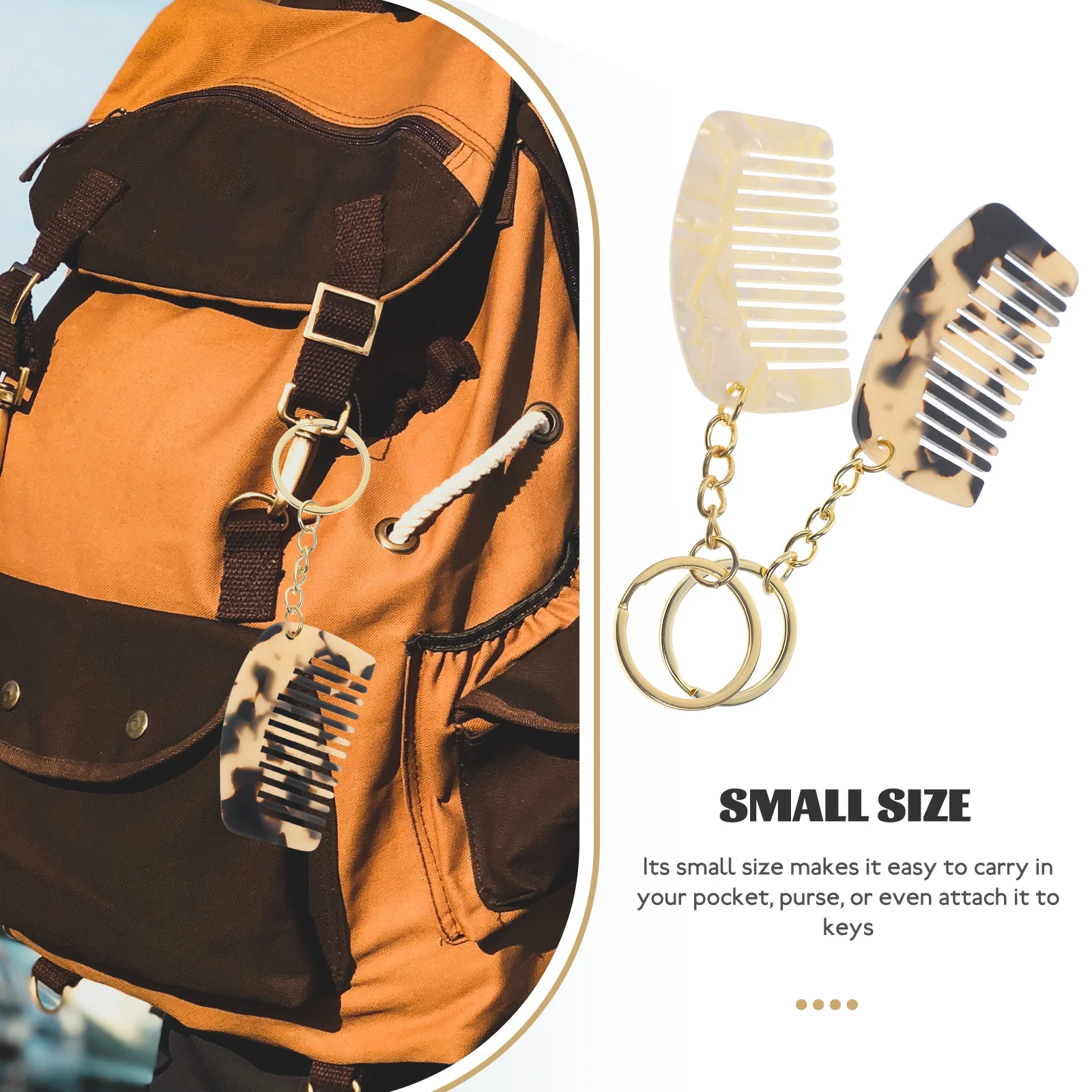 

2pcs Mini Comb Keychain Portable Acetate Sheet Wide Tooth Hair Detangler Small Travel Size Comb For Curly Hair