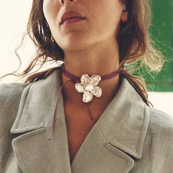 ZAA Women Jewelry Charm Vintage Flower Pendant Necklace 2024 Trend High Quality Long Rope Chain Choker Collares en oferta Mujer