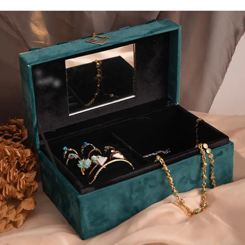 

Plush Jewelry Box Storage Ring Necklace Earring Display Stand Tray Decorative Rack Desktop Organizer