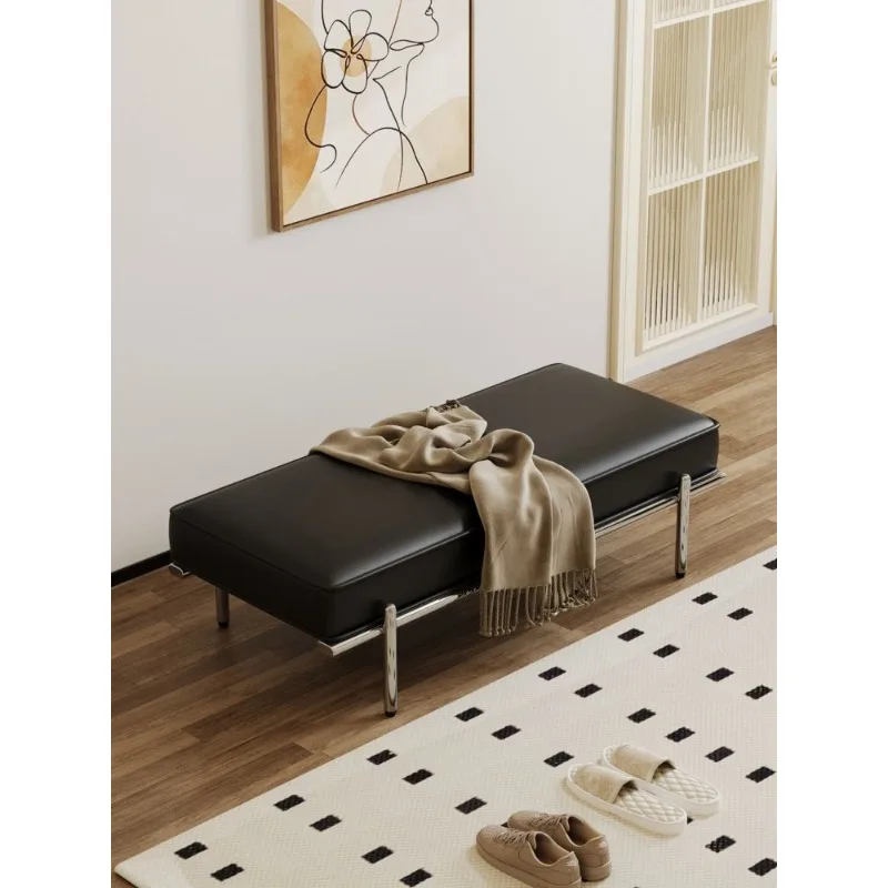 Retro light luxury shoe change stool door household shoe stool cat scratching skin stainless steel bedside stool clothing store