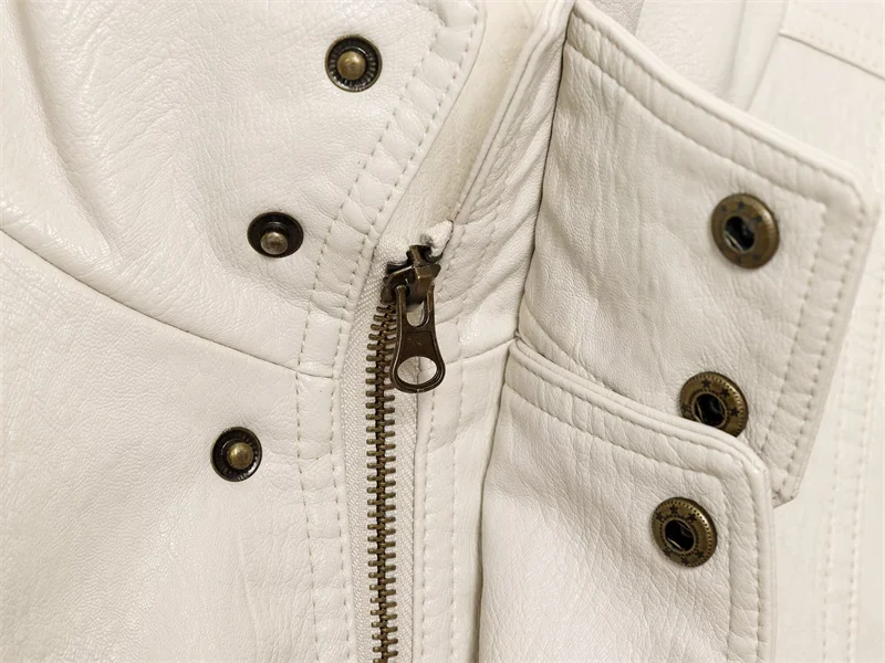 Giacca da donna 2025 Inverno Nuova giacca stile motociclista in ecopelle a maniche lunghe tinta unita alla moda ed elegante