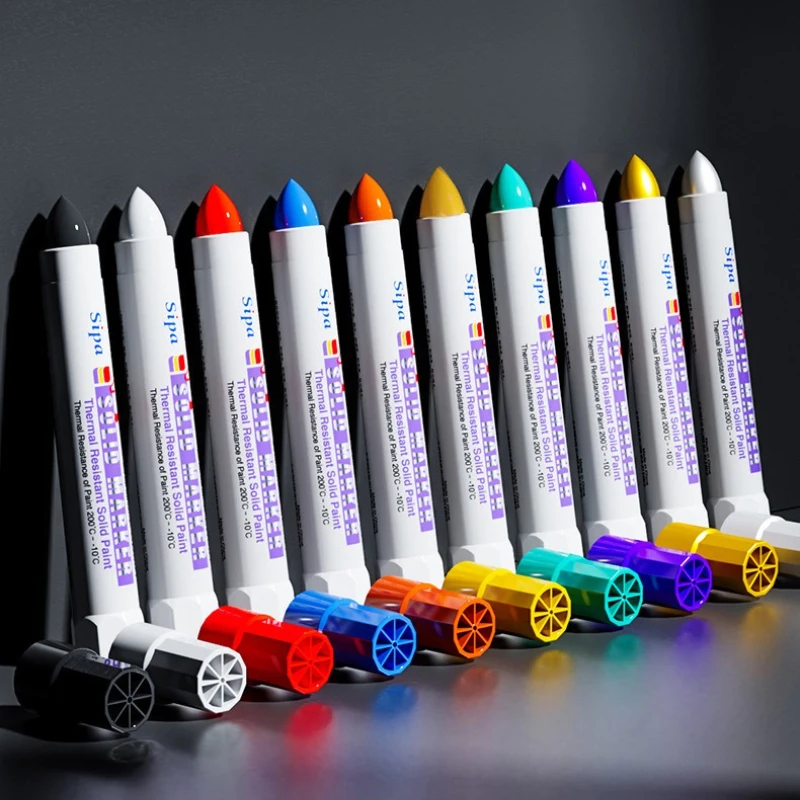 

10 Colors Solid Paint Marker Oil-based Ink Waterproof High Temperature Resistant for Writing Marks on Metal Paper Glass Stone