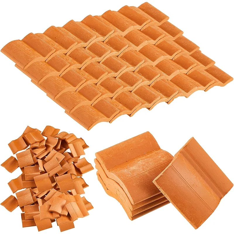 200Pcs Mini Clay Roofing Tile Model Set Realistic Miniature Roof Tiles DIY Artificial Landscape For Shed Kitchen Garden 3D Build