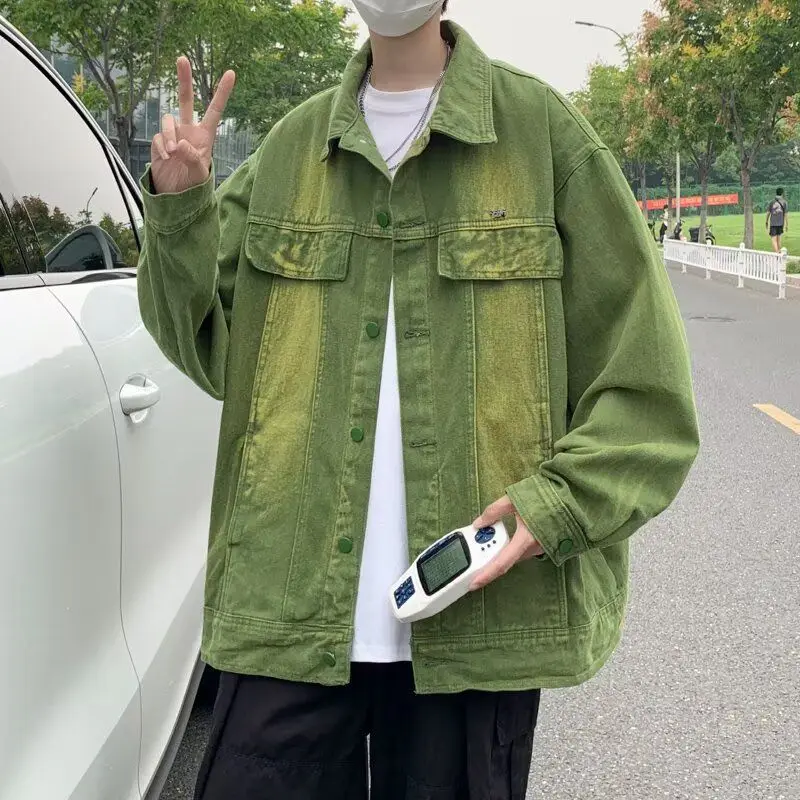 

American Retro een Denim Jaet Men's Spring Autumn New Sle INS Trendy Hong Kong Sle Workwear Jaet Youth ular