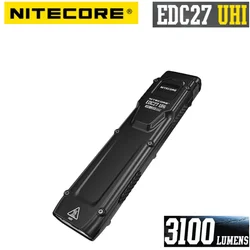 Nitecore-linterna EDC27 UHi recargable por USB-C, luz LED de 3100 lúmenes, ultradelgada, EDC plana, batería integrada de 1700mAh