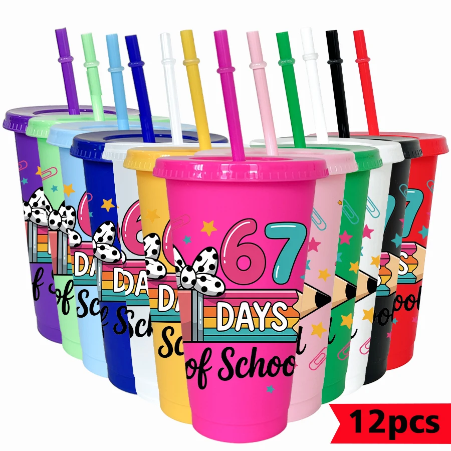 

12 шт./лот, 67 серии, школьные звезды, 26 унций, красочный пластиковый стакан, посуда для напитков на день рождения, чашка для воды для выпускного вечера