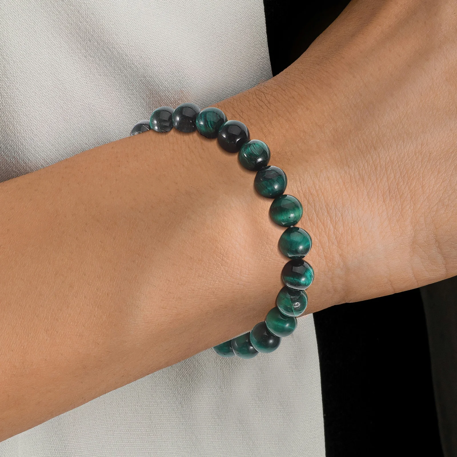 

Stone Beads Bracelet Green Stylish Natural Materials Men Bead Bracelet Daily Use Wrist Charm Bead Bracelets for Men