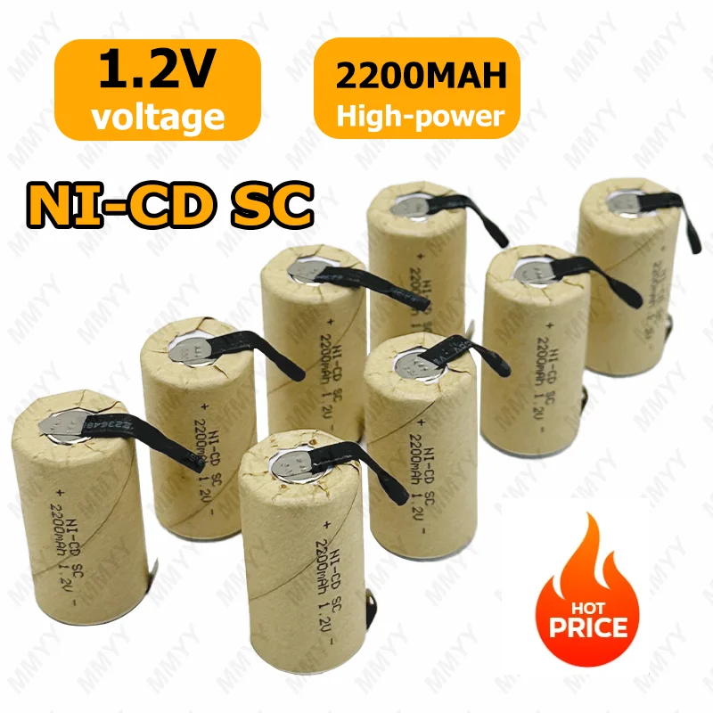 2-18pcs Screwdriver Drill SC Battery 1.2V 2200mah SubC Nickel Cadmium Rechargeable Battery with Label Power Tools Nickel Battery