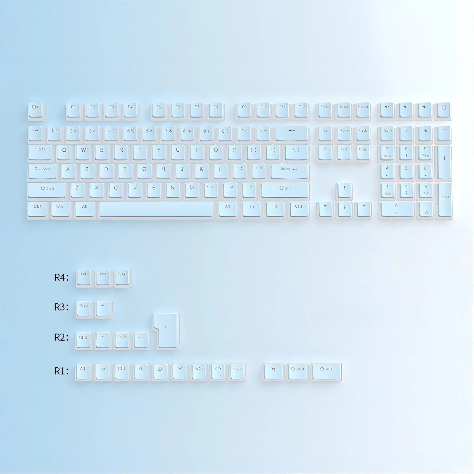 

122 Keys Double Shot ABS Keycaps OEM Profile Pudding Transparent Keycaps for Gateron MX Switches Mechanical Gaming Keyboards