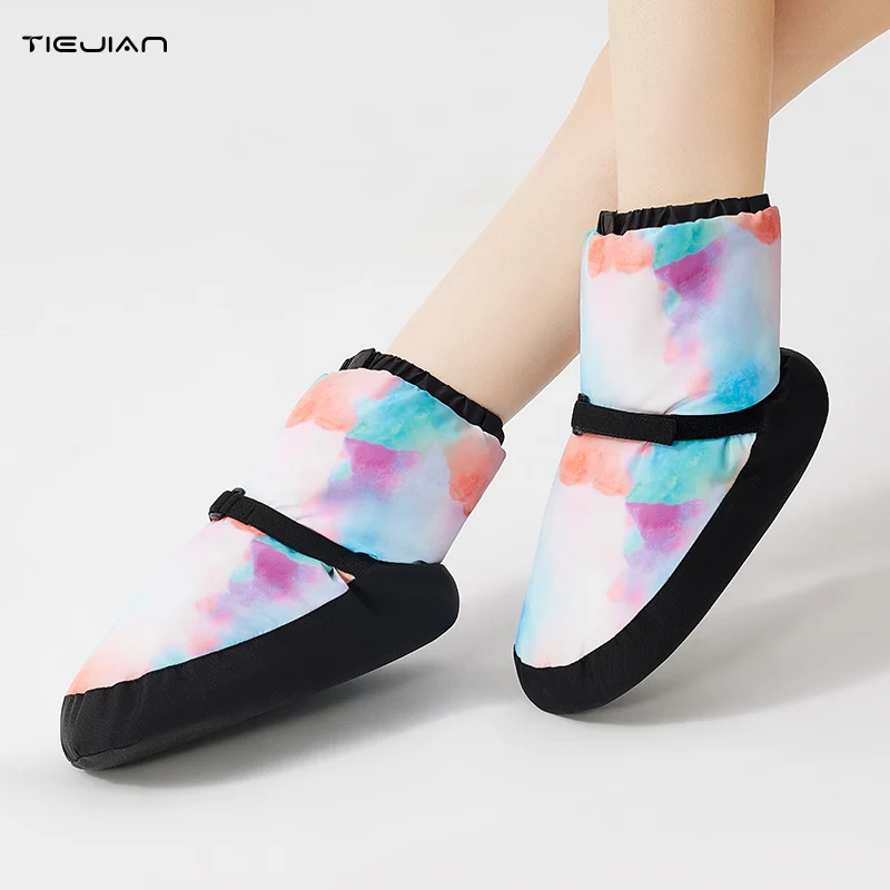 Adult Dance Shoes Thickened Warm Ballet Basic Exercises Cotton Boots Black Pink Gray Adjustable Elastic Thick Soled Cotton Shoes