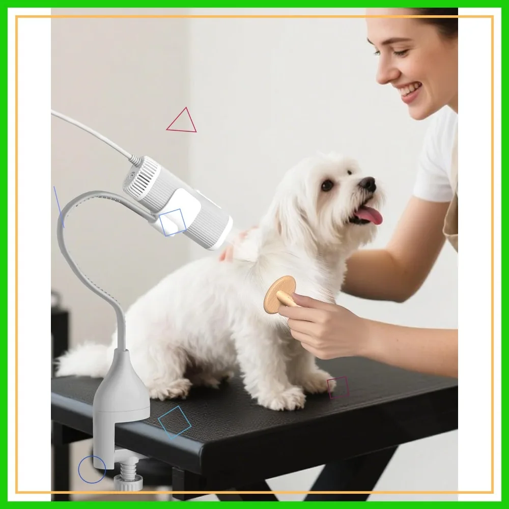 2-in-1 Hands-Free Dog Hair Dryer, Low Noise Pet Grooming Dryer for Dogs & Cats, Adjustable Heat & Speed, Wearable or Desktop Use