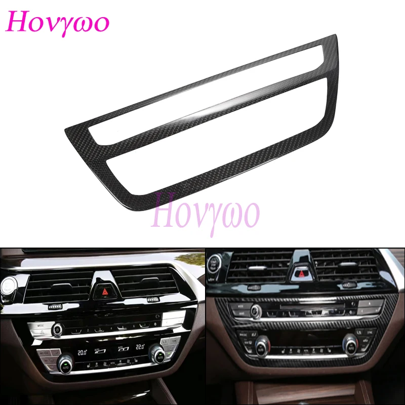 

Real Carbon Fiber Interior Car Central Control CD Button Panel Decoration Frame Trim Cover For BMW 5 Series G30 2018-2022