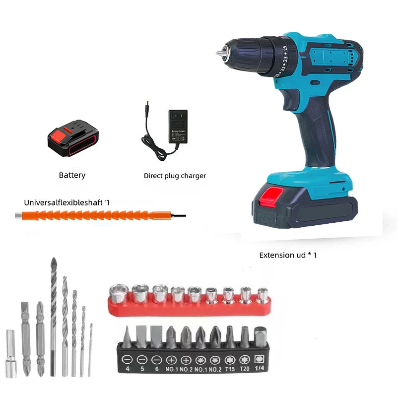 12/21Cordless Drill Set, 27 Pieces Drill,21V with 3/8\