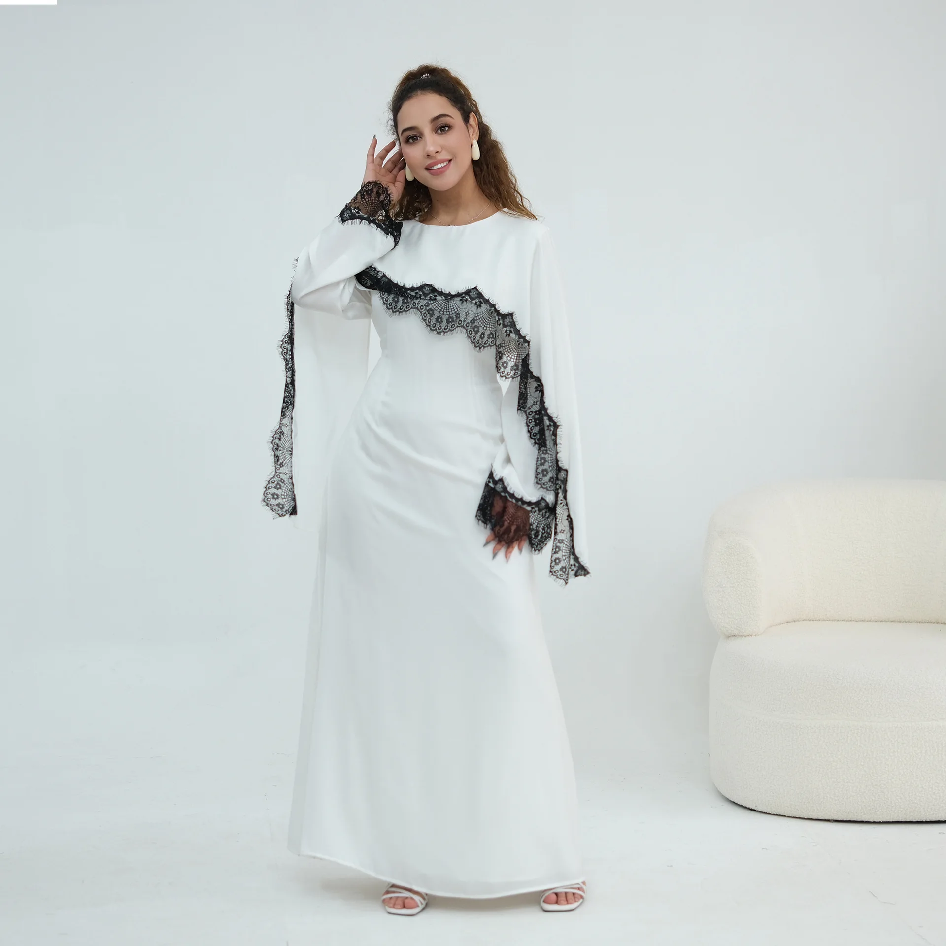 Lace Dress Women Eid Dubai Abaya Party Long Dresses Jalabiya Muslim Ramadan Morocco Abayas Kaftan Islam Vestidos Maxi Gown 2