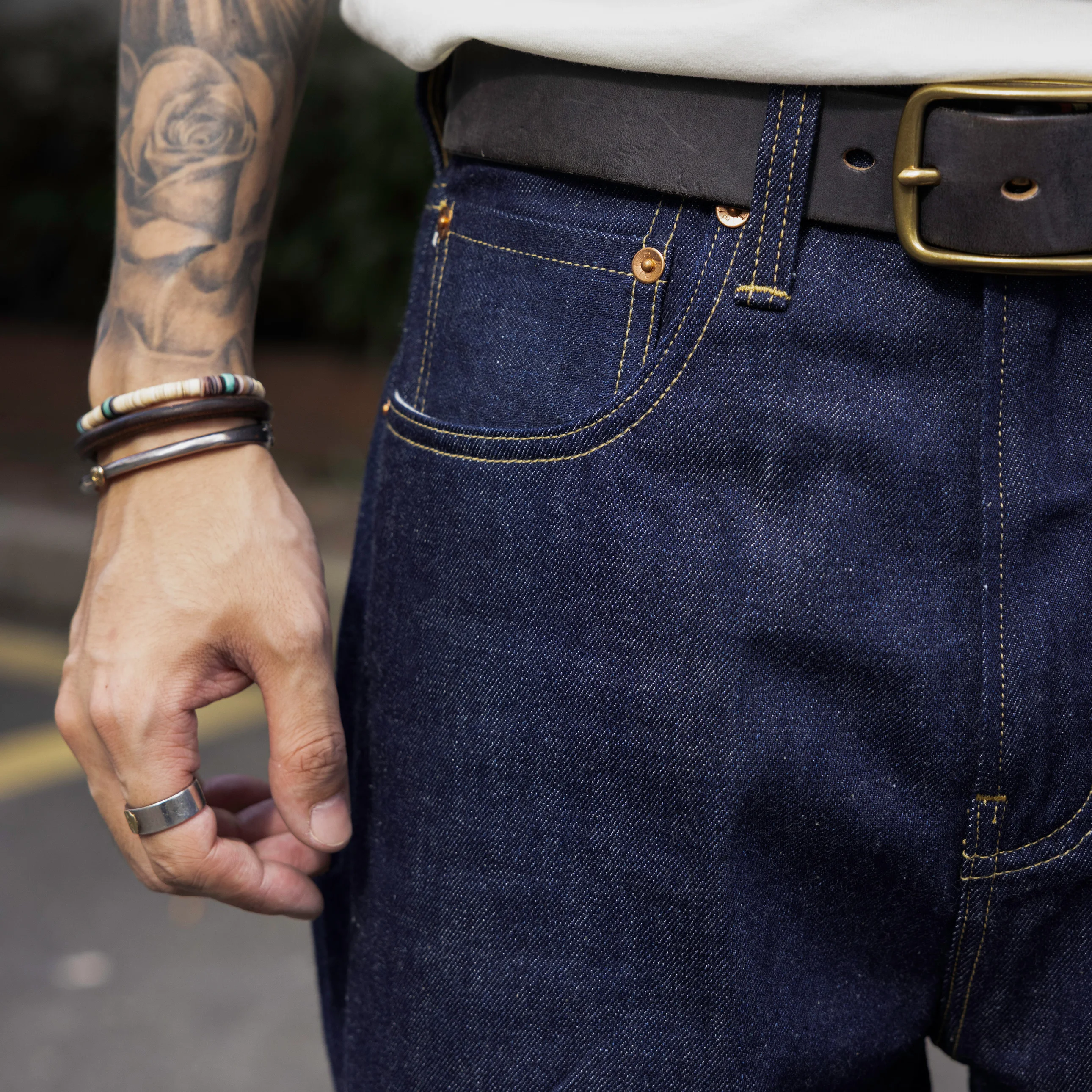 S1000XX-0004 Red Tornado 12oz Loose Fitting Raw Denim Jeans Zipper Fly Super Quality Indigo Selvage Unwashed Pants Unsanforized