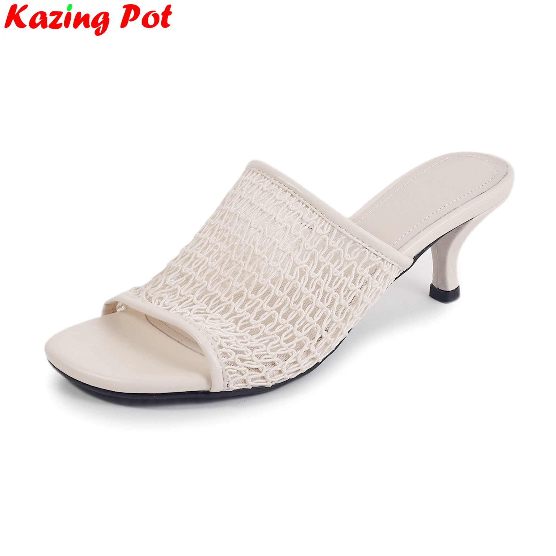 

Krazing Pot 2025, сетчатая обувь с открытым носком, элегантные летние туфли на высоком каблуке для свиданий, подиумные дышащие роскошные дизайнерские женские сандалии с открытой пяткой