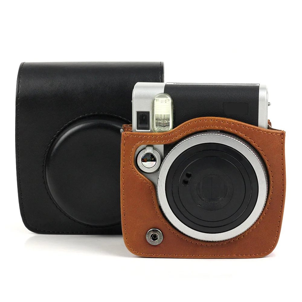 

Retro Soft Mini Camera Case Bag PU Leather Cover with Shoulder Strap For Instax mini90 Camera Case