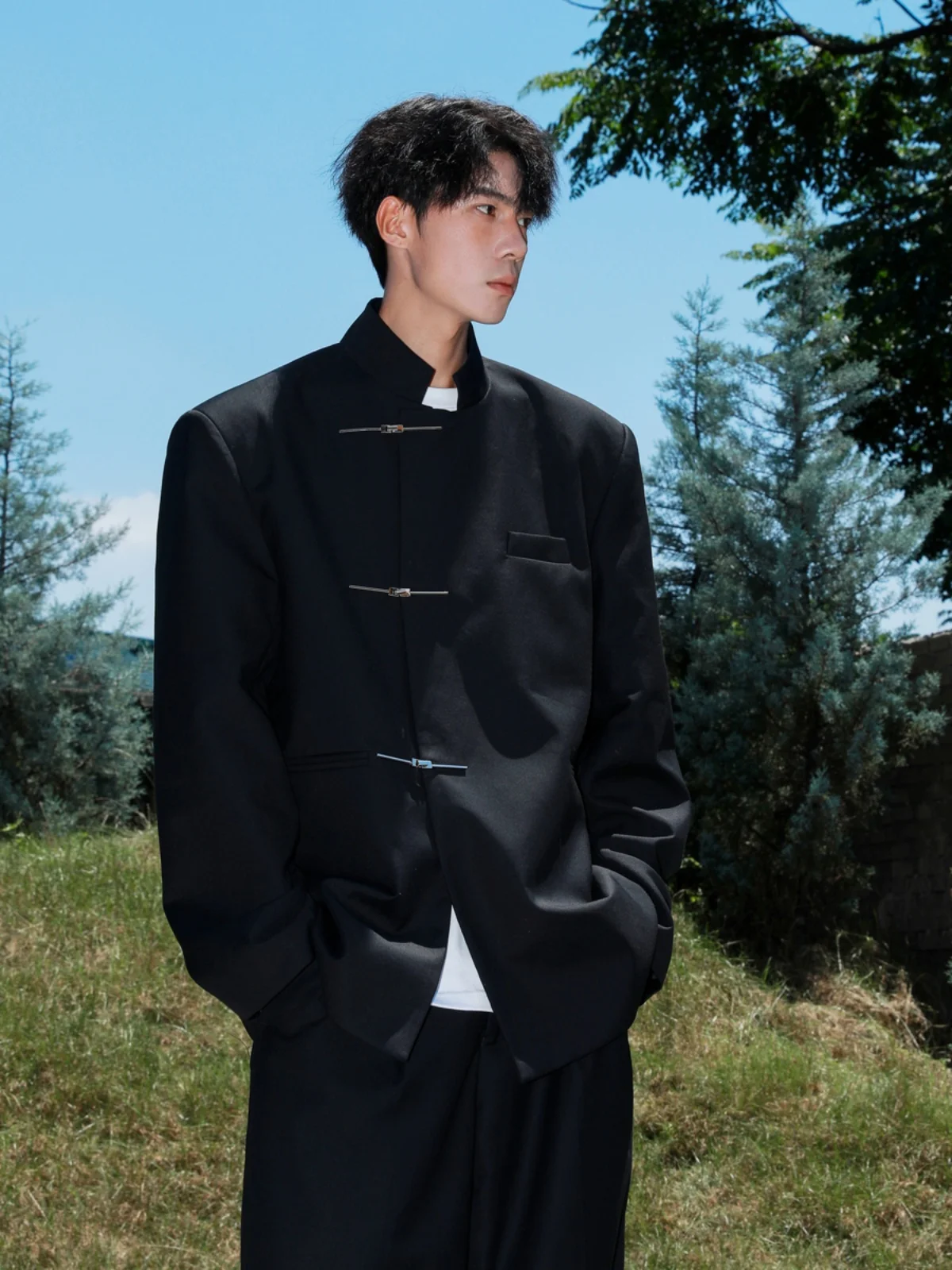 

Новая китайская мужская куртка с воротником-стойкой, свободная повседневная одежда из смеси хлопка из полиэстера, осенняя верхняя одежда Faion