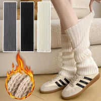 Calentadores de piernas de punto para mujer, calcetines elásticos para botas, calentadores de tobillo por encima de la rodilla, moda de otoño, cubiertas gruesas para pies