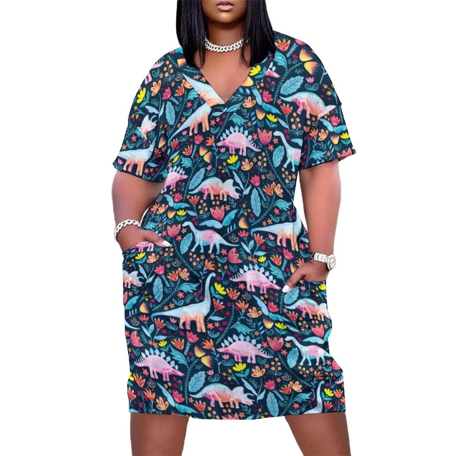 

Dinosaur Delight Loose Pocket Dress women clothing 2025 new arrivals luxury evening dresses 2025 Party dresses
