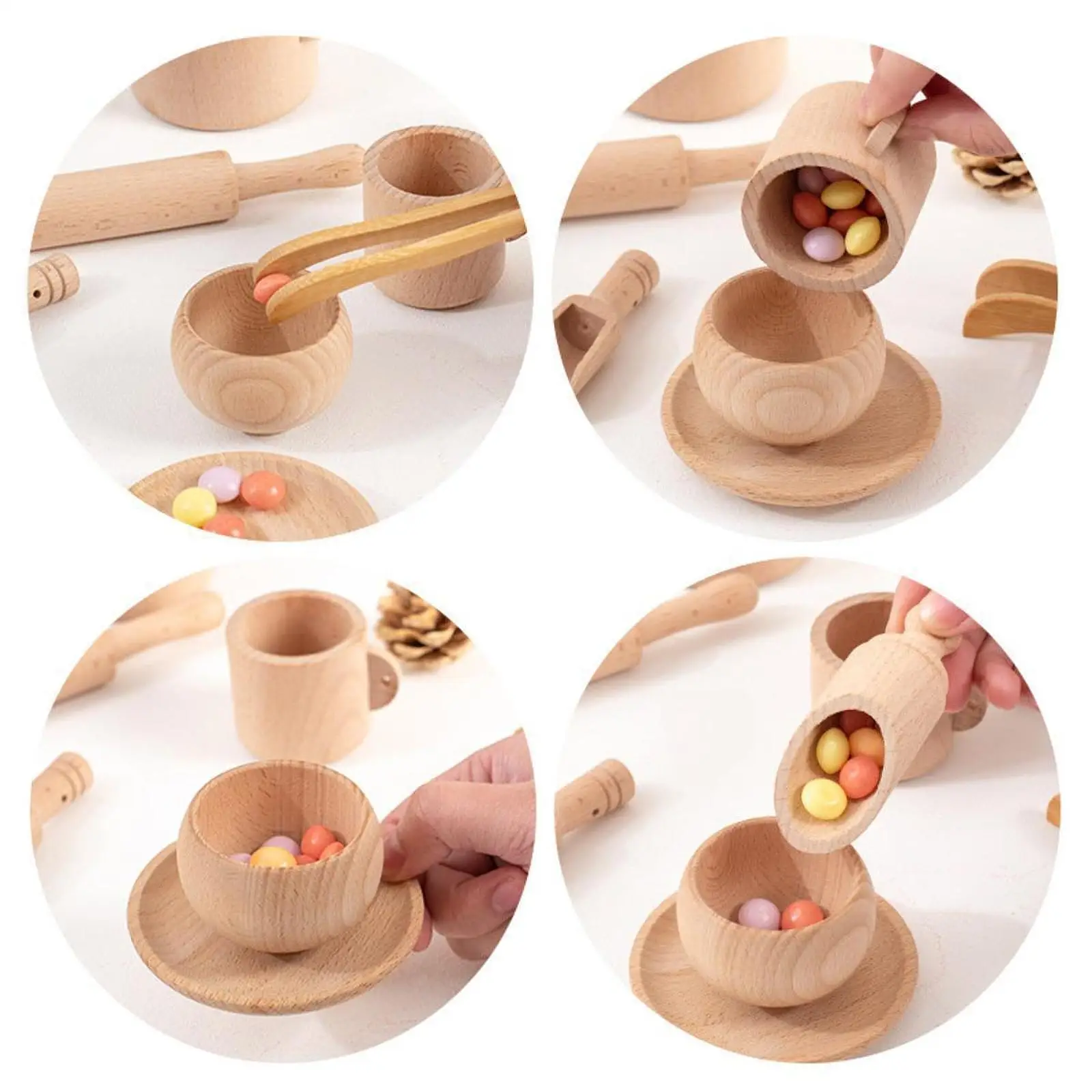 14Pcs Wooden Sensory Bin Tools Sensory Table Tools for 1-3 Years Old Kids