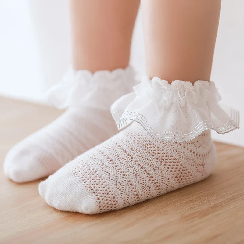 Newborn Baby Girls Socks Kids Girl Frilly Lace Tutu Socks Cotton Children Dance Princess Sock Flowers Ruffled Solid Ankle Socks